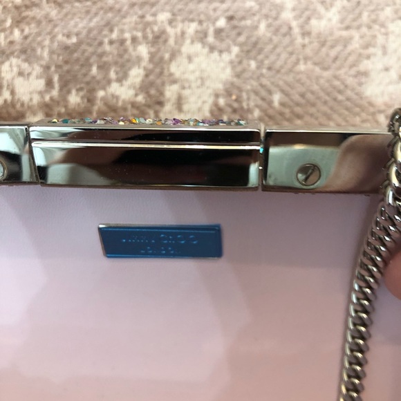 Jimmy Choo Silver Sparkle Clutch with pink n mint green - Picture 5 of 9